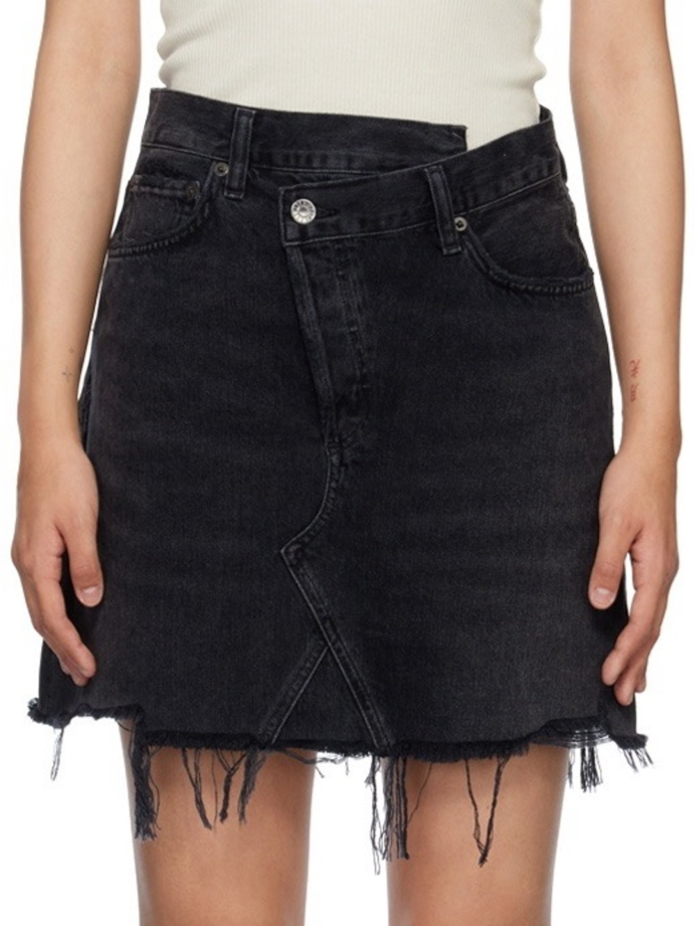 AGOLDE Black Criss Cross Denim Miniskirt Sz 26